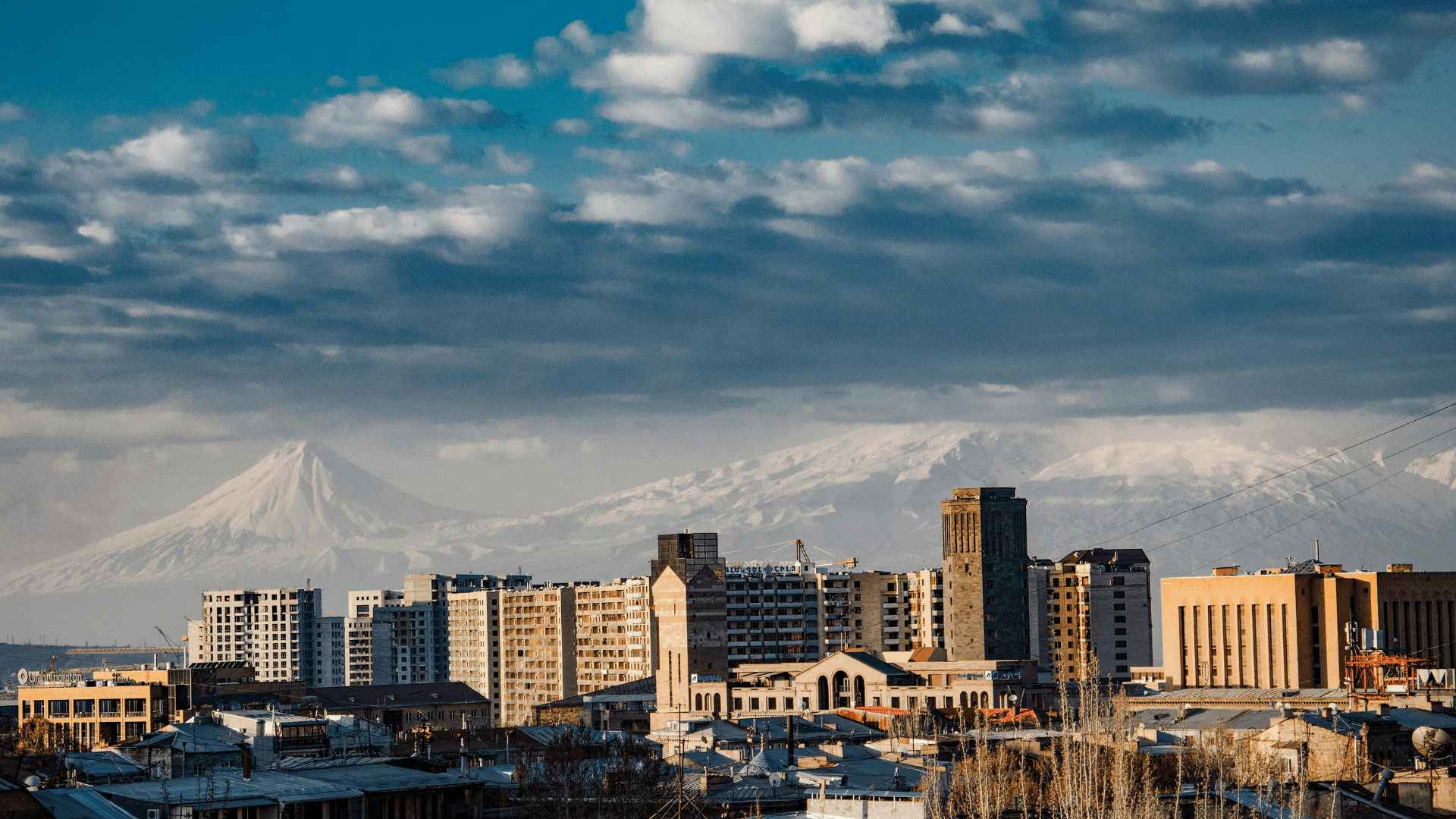 Yerevan cityscape with Mount Ararat in the background.